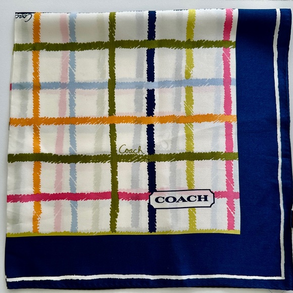 Coach Tattersall 100% Silk Multicolor Scarf - Picture 3 of 8